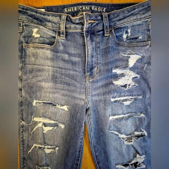 American Eagle Outfitters Blue Skinny Distressed Jeans - Picture 3 of 8